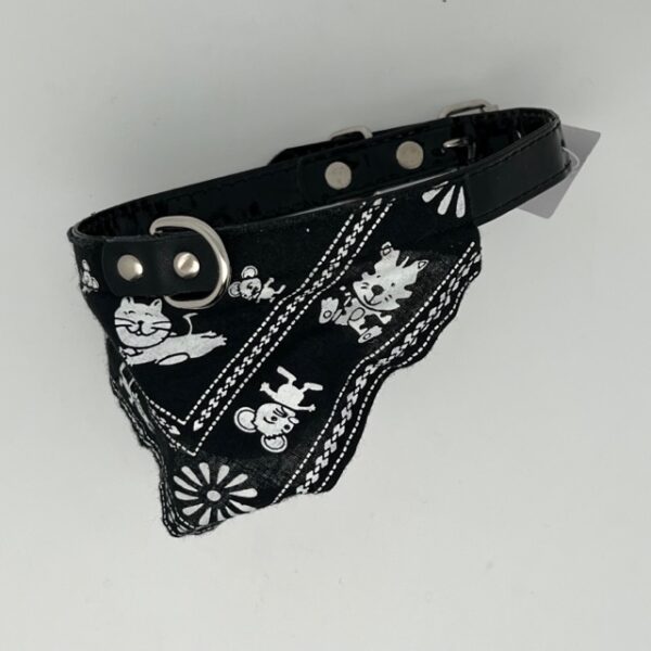 Collier chien bandana S noir chat et souris