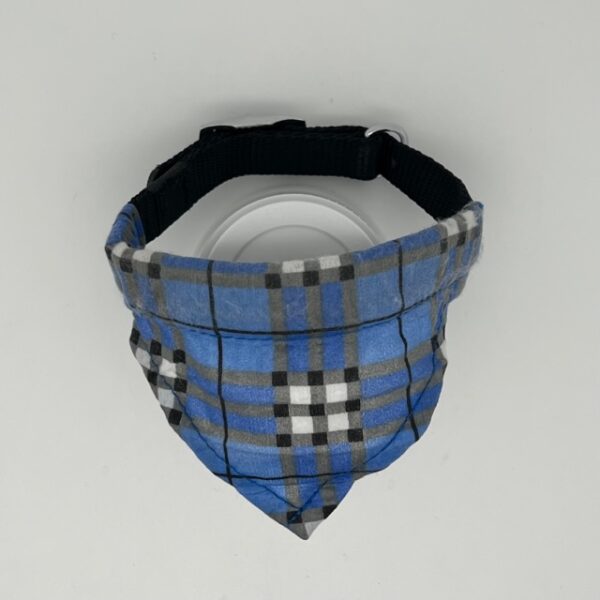 Collier chien bandana XS bleu carreaux