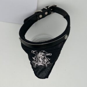 Collier chien bandana noir pirate