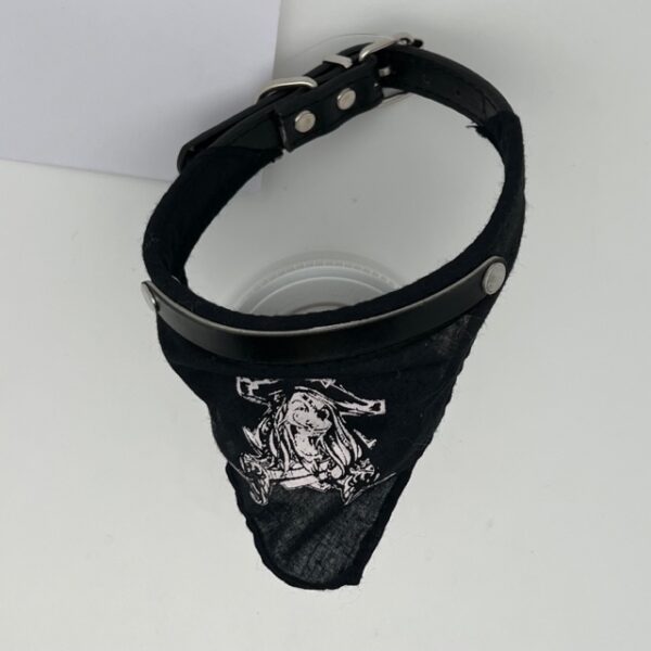 Collier chien bandana noir pirate