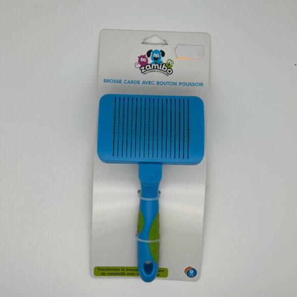 Brosse carde avec bouton poussoir