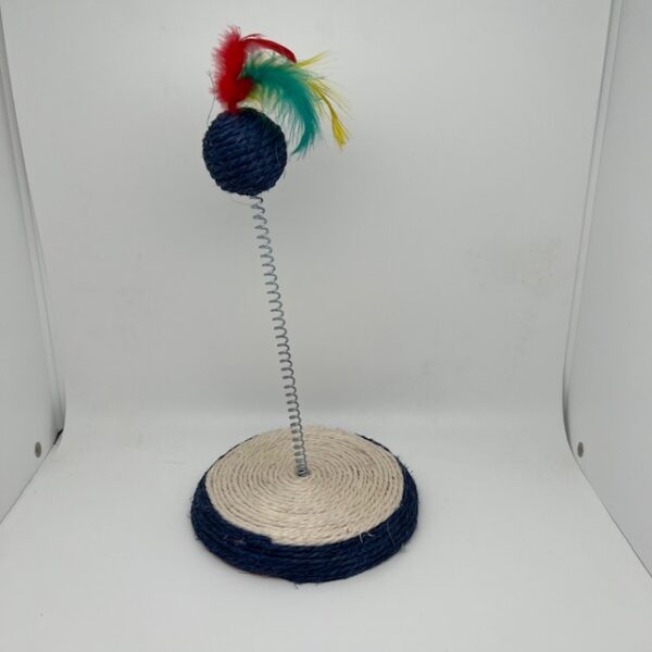 Balle sisal plumes sur ressort et socle – Image 2