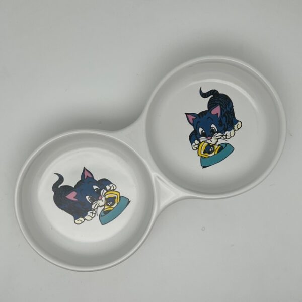 Gamelle chat double en céramique