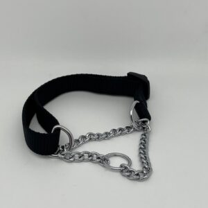 Collier chien semi étrangleur nylon et chaine