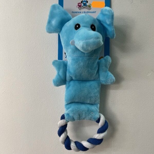Peluche sonore éléphant corde