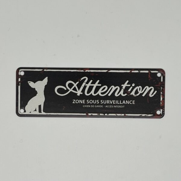 Plaque métal attention au chien