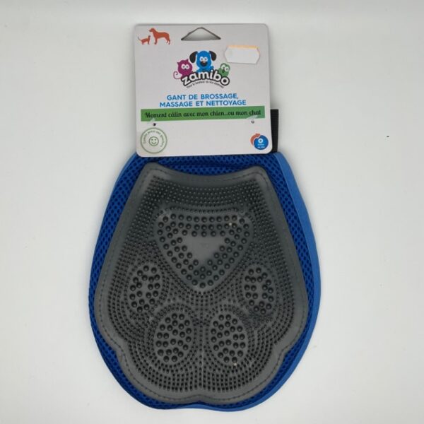 Gant de brossage ramasse poils bleu