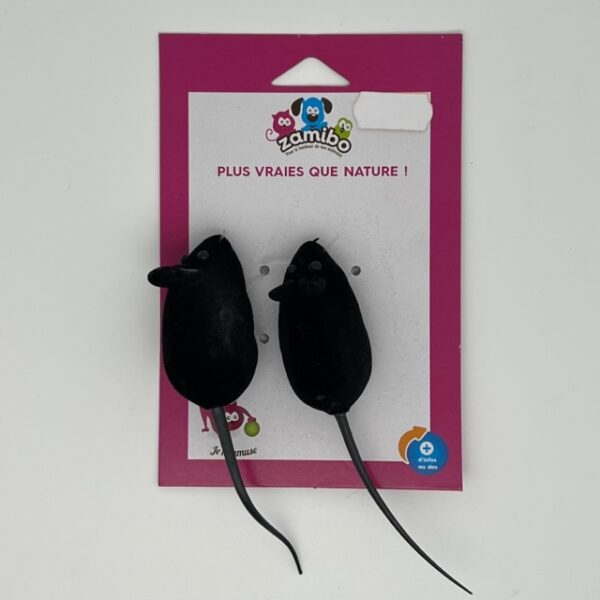 Souris polyester sonore 2 pièces 16cm noir