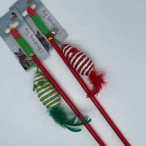 Canne à pêche noël pour chat avec souris
