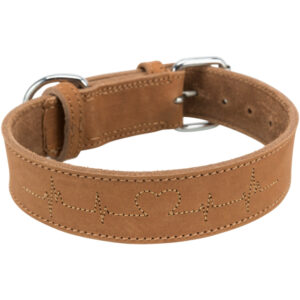 Collier Chien Rustic en cuir gras "Heartbeat"