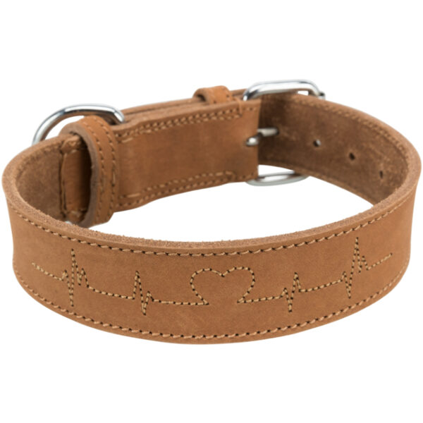 Collier Chien Rustic en cuir gras "Heartbeat"