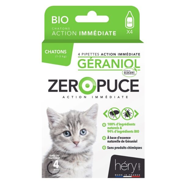 Pipettes ZeroPuce géraniol chatons