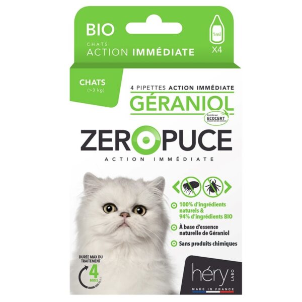 Pipettes ZeroPuce géraniol chats