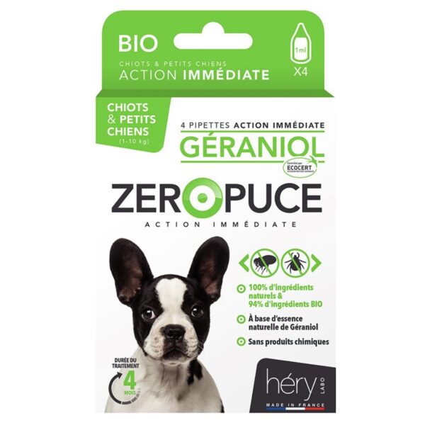 Pipettes ZeroPuce géraniol chiots et petits chiens