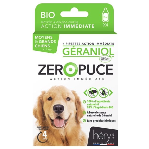 Pipettes ZeroPuce géraniol grands chiens