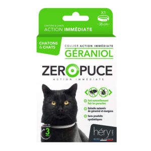 Collier ZeroPuce géraniol chatons et chats (35cm)
