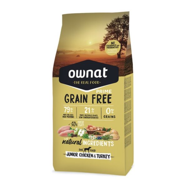 OWNAT chien Prime grain free Junior chicken & turkey 12kg
