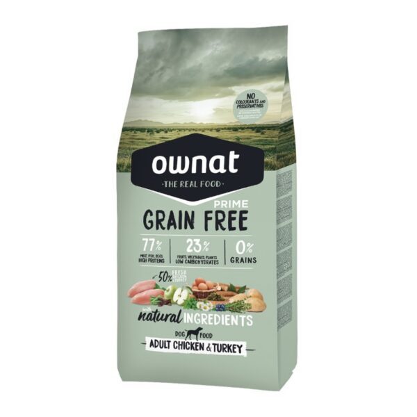 OWNAT chien Prime grain free Adult chicken & turkey 12kg