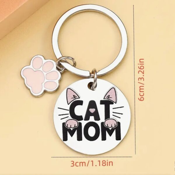 Porte clefs rond " Cat mom " – Image 2