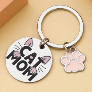 Porte clefs rond " Cat mom "