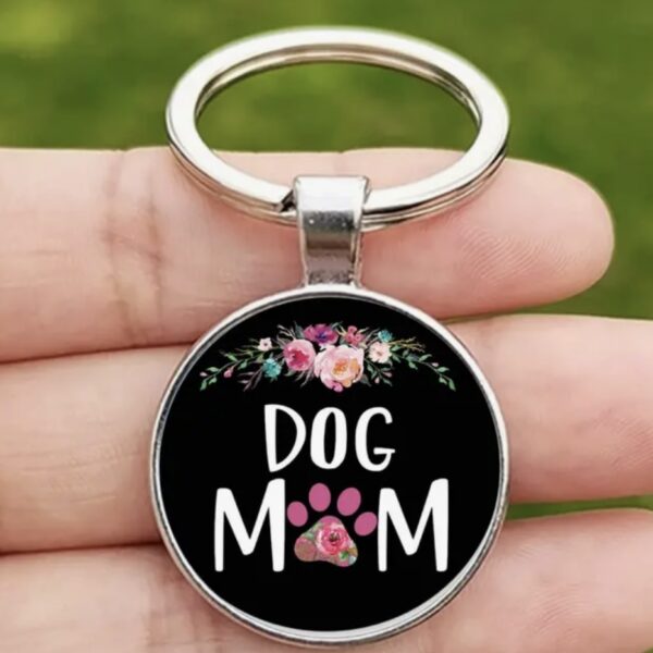 Porte clefs rond " Dog mom "