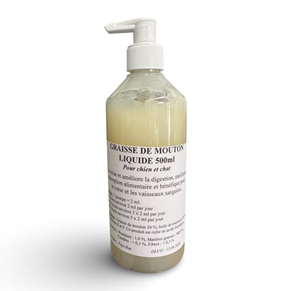 Graisse de mouton liquide 500ml pour chien et chat