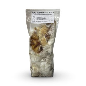Morceaux de peau de lapin avec poils 100g