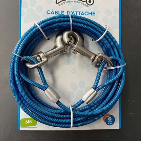 Cable d'attache gainé 6m bleu