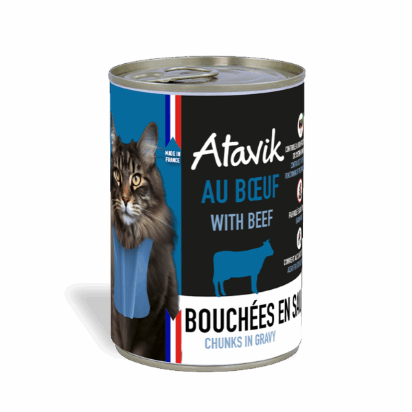 Bouchées en sauce Atavik au boeuf pour chat 400g