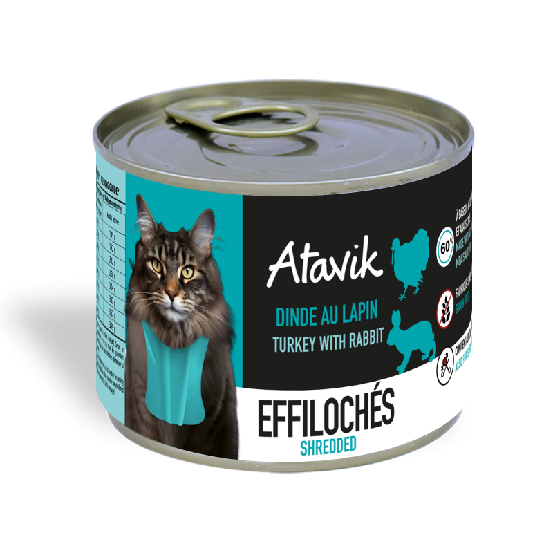 Effilochés pour chat Atavik Dinde lapin 200g