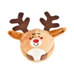 Balle squeaker peluche renne 8 cm