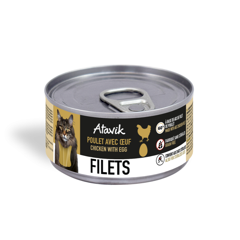 Filets pour chat Atavik 70g - Poulet avec oeuf