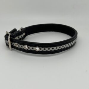 Collier S Petface noir gris à pois