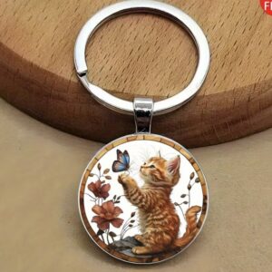 Porte clefs chaton et papillon